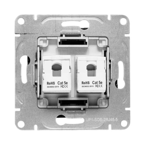 Механизм роз. RJ45 - 2шт, (cat5), чёрн. Эпика EKF Механизм роз. RJ45 - 2шт, (cat5), чёрн. Эпика EKF
