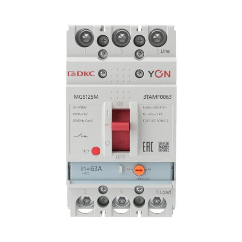 Авт. выкл. YON MGS125 3P 50,4-63A 25kA Авт. выкл. YON MGS125 3P 50,4-63A 25kA