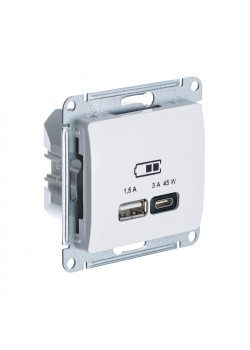 GLOSSA USB РОЗЕТКА A + тип-C 45Вт высокоскор.заряд. QC, PD, механизм, БЕЖЕВЫЙ