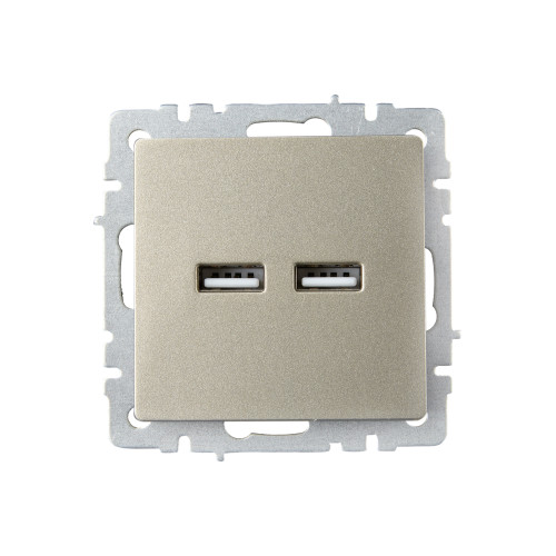 BRITE Розетка USB A+A 5В 3,1А РЮ10-1-БрШ шампань IEK
