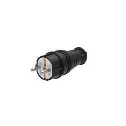 MULTISET Вилка 2К+З прямая каучуковая 16 А/250 В IP44 ЧЁРНАЯ