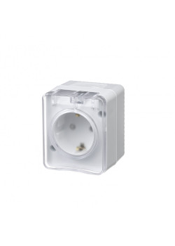 ATLASDESIGN PROFI IP54 О/У РОЗЕТКА с заземлением со шторками, 16А, БЕЛЫЙ