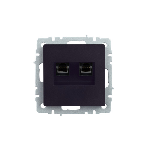 BRITE Розетка компьютерная двойная RJ45 кат.5E РК10-2-БрЧ черный IEK BRITE Розетка компьютерная двойная RJ45 кат.5E РК10-2-БрЧ черный IEK