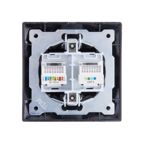 Розетка телефонная RJ11 + компьютерная RJ45 старинное серебро Розетка телефонная RJ11 + компьютерная RJ45 старинное серебро