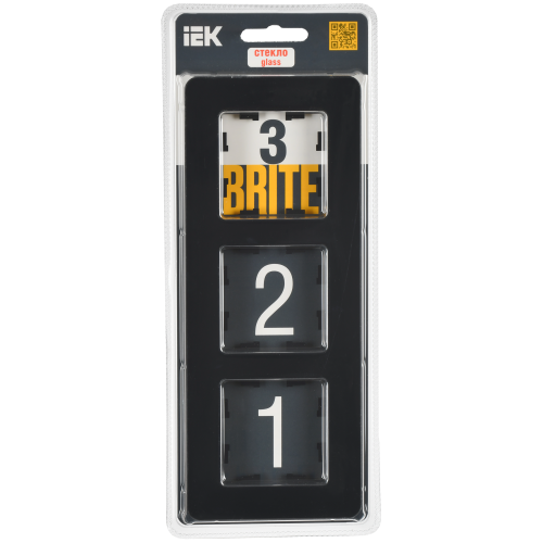 BRITE Рамка 3-местная РУ-3-2-Бр стекло черный RE IEK BRITE Рамка 3-местная РУ-3-2-Бр стекло черный RE IEK