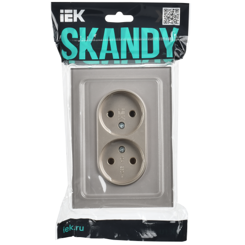 SKANDY Розетка 2-местная без заземления без защитных шторок для плоской вилки 10А SK-R03Sh стекло шампань IEK SKANDY Розетка 2-местная без заземления без защитных шторок для плоской вилки 10А SK-R03Sh стекло шампань IEK