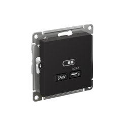 ATLASDESIGN USB РОЗЕТКА тип-С 65Вт высокоскор.заряд. QC, PD, механизм, КАРБОН