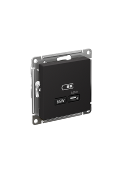 ATLASDESIGN USB РОЗЕТКА тип-С 65Вт высокоскор.заряд. QC, PD, механизм, КАРБОН