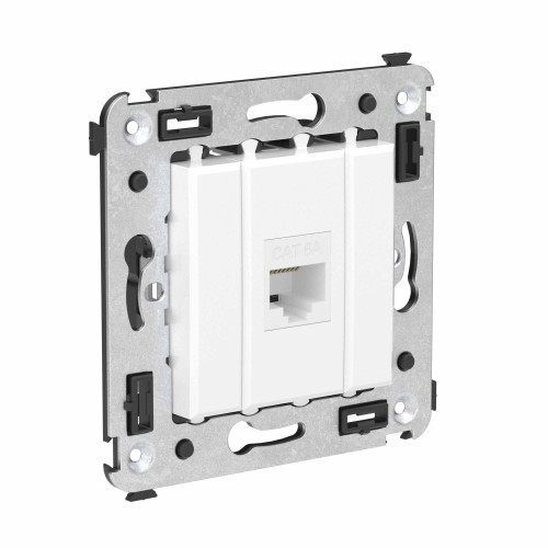 Компьютерная розетка RJ-45 без шторки в стену, кат.6A одинарная, Avanti, белое облако Компьютерная розетка RJ-45 без шторки в стену, кат.6A одинарная, Avanti, белое облако