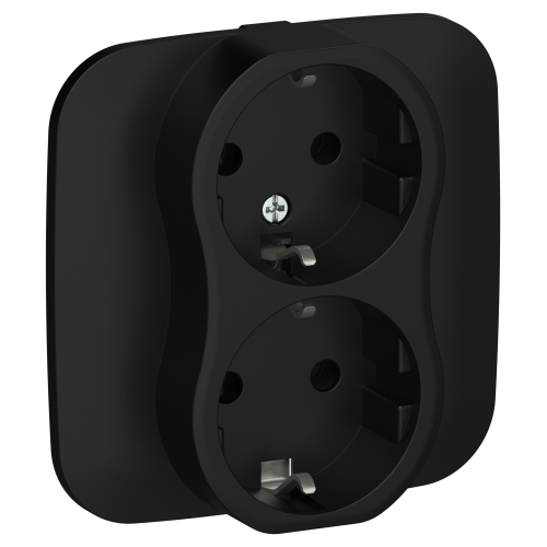 FLITE Розетка 2-местная с заземлением без защитных шторок безвинтовое крепление 16А РС12-1-А-ФлЧ черный IEK