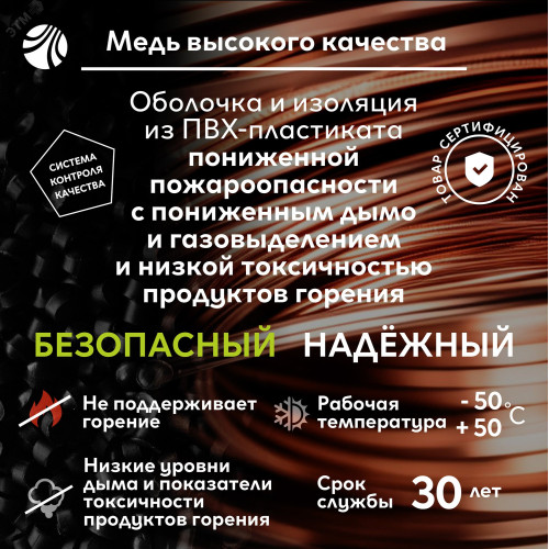 Кабель силовой ВВГнг(А)-LSLTx 3х1.5пл ТРТС