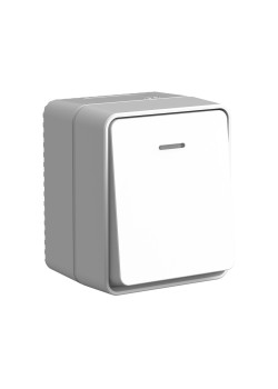 ATLASDESIGN PROFI IP54 О/У 1-клавишный ВЫКЛЮЧАТЕЛЬ с подсветкой, сх.1а, 10АХ, СЕРЫЙ