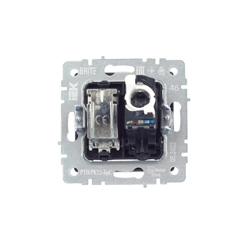 BRITE Розетка двойная TV+RJ45 кат.5E РТВ/РК12-БрС сталь IEK BRITE Розетка двойная TV+RJ45 кат.5E РТВ/РК12-БрС сталь IEK