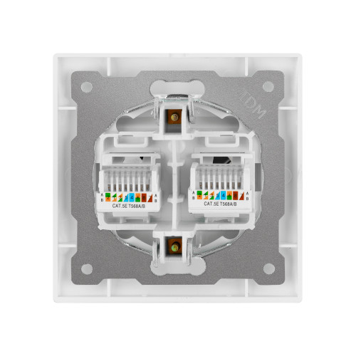 Розетка компьютерная двойная RJ45 белая Розетка компьютерная двойная RJ45 белая