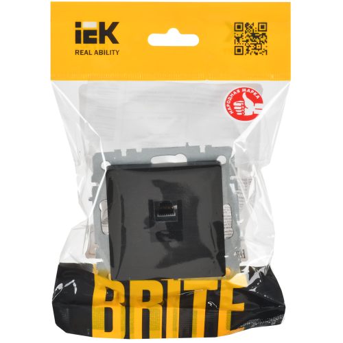 BRITE Розетка компьютерная RJ45 кат.6 РК11-БрЧ черный IEK BRITE Розетка компьютерная RJ45 кат.6 РК11-БрЧ черный IEK
