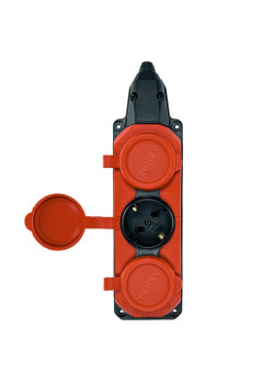 Колодка удлинителя 3-м с заземл. 16А IP44 каучук красн. TOKOV TKE-C13-KK3-Z
