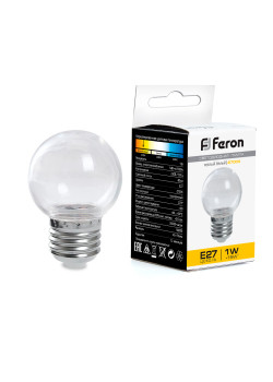 Лампа светодиодная Feron LB-37 Шарик прозрачный E27 1W 230V 2700K