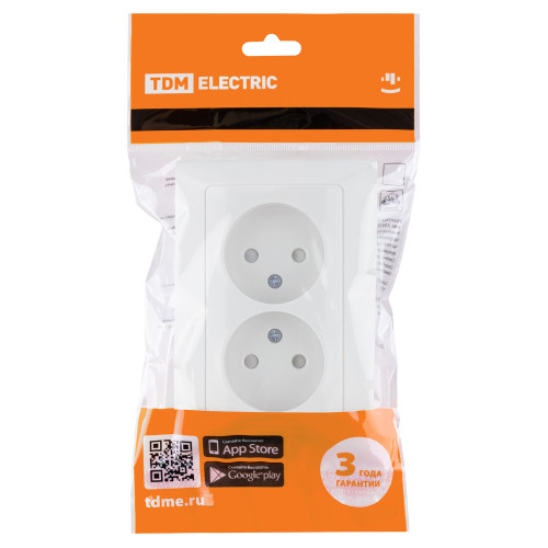 Розетка двойная 2П с защ. шт. 10А 250В белая Розетка двойная 2П с защ. шт. 10А 250В белая
