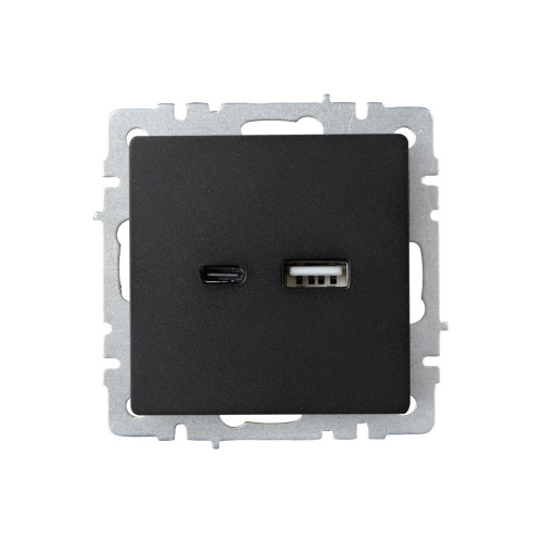 BRITE Розетка USB A+C 18Вт РЮ11-1-БрЧ черный IEK BRITE Розетка USB A+C 18Вт РЮ11-1-БрЧ черный IEK