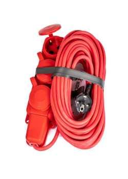 Удлинитель на каучуковой колодке 3х10м 16А 250В 4000Вт IP44 каучук КГ 3х2.5 красн. УХз16 Россия КОСМОС YKsm10m-3g(16A)KG-R