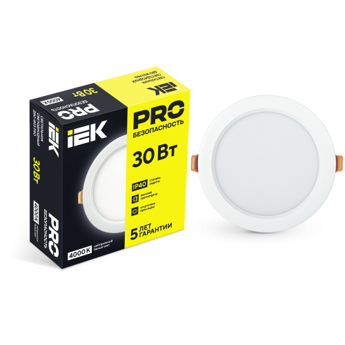 Светильник светодиодный ДВО 1803 PRO круг 30Вт 4000K IP40 белый IEK Светильник светодиодный ДВО 1803 PRO круг 30Вт 4000K IP40 белый IEK