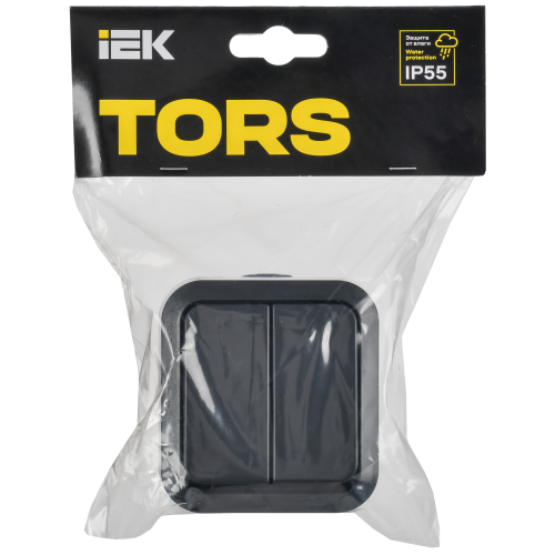TORS Выключатель двухклавишный проходной 10А IP55 TS125 графит IEK TORS Выключатель двухклавишный проходной 10А IP55 TS125 графит IEK
