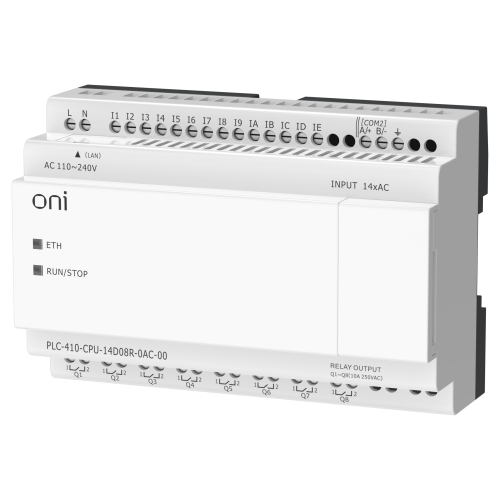 ПЛК 410 Модуль ЦПУ 14 DI 8 RO 220В AC с Ethernet портом без экрана ONI ПЛК 410 Модуль ЦПУ 14 DI 8 RO 220В AC с Ethernet портом без экрана ONI