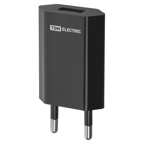 Сетевое зарядное устройство, СЗУ 2, 1 А, 1 USB, черный, TDM