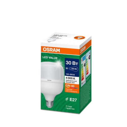 Лампа светодиодная LED G4 Value LVHW300 30W/840 CRI95 30Вт 4000К 3450лм цилиндрическая матов. E27 140-265В OSRAM 4099854121272 Лампа светодиодная LED G4 Value LVHW300 30W/840 CRI95 30Вт 4000К 3450лм цилиндрическая матов. E27 140-265В OSRAM 4099854121272