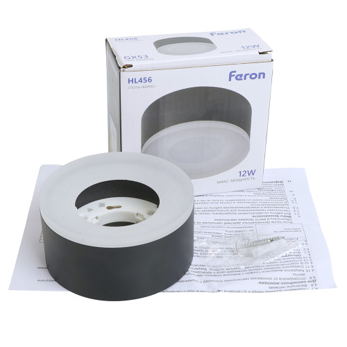 Светильник потолочный Feron HL456 12W, 230V, GX53, черный Светильник потолочный Feron HL456 12W, 230V, GX53, черный