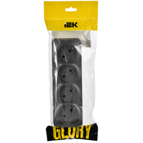 GLORY Розетка 4-местная для открытой установки без заземления без защитных шторок 10А РС24-2-ХСм сталь матовый IEK GLORY Розетка 4-местная для открытой установки без заземления без защитных шторок 10А РС24-2-ХСм сталь матовый IEK