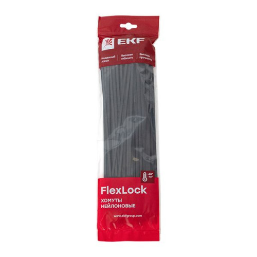 Хомут P6.6 стандартный (ч), 7.6x300 (100шт) FlexLock Хомут P6.6 стандартный (ч), 7.6x300 (100шт) FlexLock