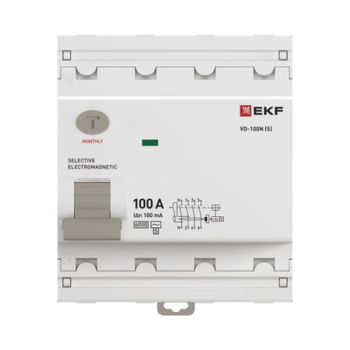 ВДТ ВД-100N (S) 4P 100А 100мА AC эл-мех 6кА PROXIMA EKF ВДТ ВД-100N (S) 4P 100А 100мА AC эл-мех 6кА PROXIMA EKF