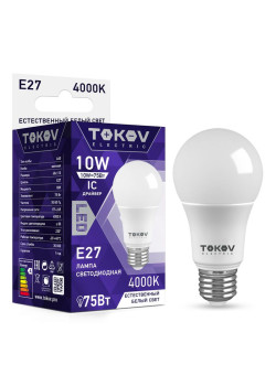 Лампа светодиодная 10Вт А60 4000К Е27 176-264В TOKOV ELECTRIC TKE-A60-E27-10-4K