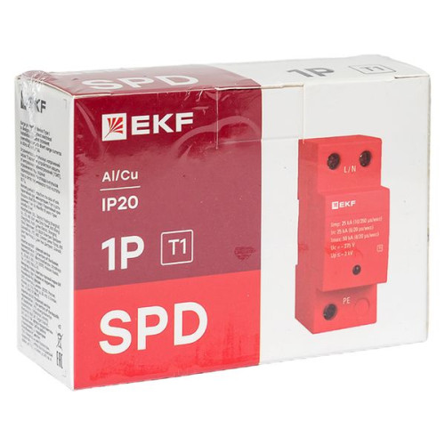 УЗИП Класс 1 Iimp 25kA (10/350μs) 1P EKF УЗИП Класс 1 Iimp 25kA (10/350μs) 1P EKF