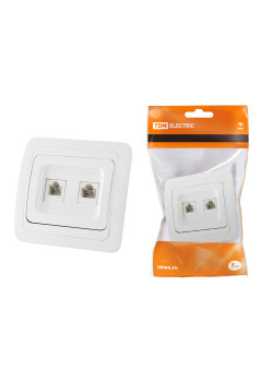 Розетка компьютерная RJ-45 + TФ (RJ-11) белая 