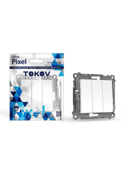 Выключатель 3-кл. СП Pixel 10А IP20 механизм бел. TOKOV ELECTRIC TKE-PX-V3-C01