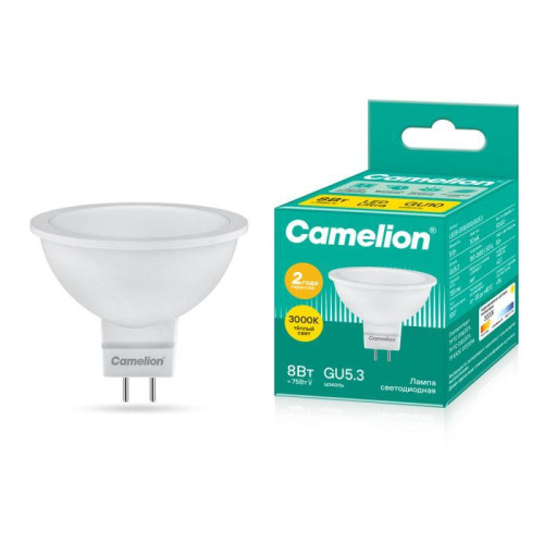 Лампа светодиодная LED8-S108/830/GU5.3 8Вт 220В Camelion 12871