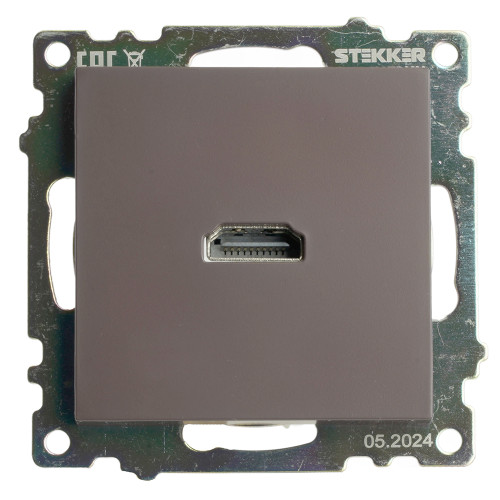 Розетка HDMI 2.1, Type A (механизм), STEKKER GLS00-7118-04, серия Катрин, шоколад Розетка HDMI 2.1, Type A (механизм), STEKKER GLS00-7118-04, серия Катрин, шоколад