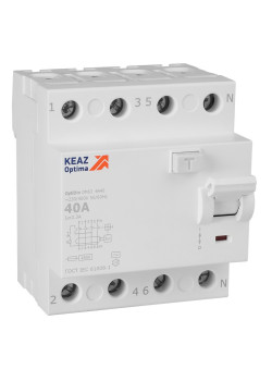 ВДТ без защиты от сверхтоков OptiDin DM63-4440-AC-4,5-УХЛ4 (4P, 40, 300mA)