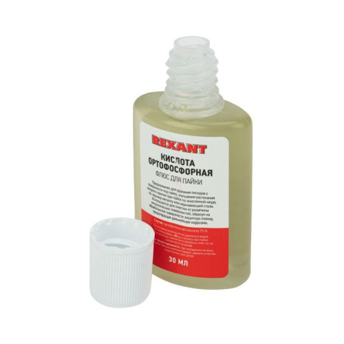 Флюс для пайки (кислота ортофосфорная) 30 мл. REXANT 09-3635 Флюс для пайки (кислота ортофосфорная) 30 мл. REXANT 09-3635
