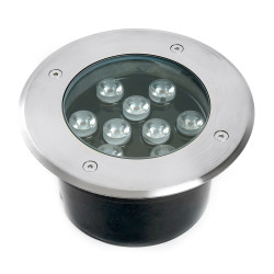 Светодиодный светильник тротуарный (грунтовый) Feron SP2803, 10W, AC/DC12V, низковольтный, 3000К, металлик, 160*H90mm, вн.диаметр: 110mm, IP67