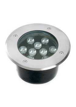 Светодиодный светильник тротуарный (грунтовый) Feron SP2803, 10W, AC/DC12V, низковольтный, 3000К, металлик, 160*H90mm, вн.диаметр: 110mm, IP67