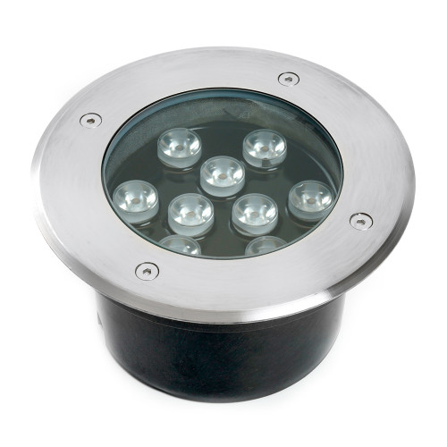 Светодиодный светильник тротуарный (грунтовый) Feron SP2803, 10W, AC/DC12V, низковольтный, 3000К, металлик, 160*H90mm, вн.диаметр: 110mm, IP67