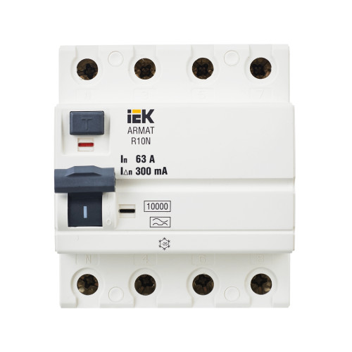 ARMAT Выключатель дифференциального тока R10N 4P 63А 300мА тип A IEK ARMAT Выключатель дифференциального тока R10N 4P 63А 300мА тип A IEK
