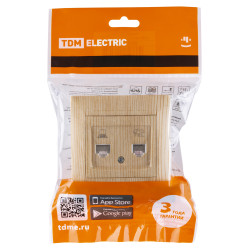 Розетка телефонная RJ11 + компьютерная RJ45 сосна 