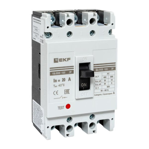 ВА-99М 100/20А 3P 10In 35кА с термомагнитным расцепителем EKF