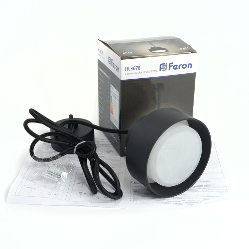 Светильник потолочный Feron HL3678 Barrel AURA levitation 12W, 230V, GX53, чёрный, на подвесе 1,7 м Светильник потолочный Feron HL3678 Barrel AURA levitation 12W, 230V, GX53, чёрный, на подвесе 1,7 м