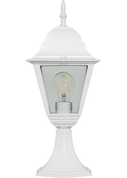 Светильник садово-парковый Feron 4104/PL4104 четырехгранный на постамент 60W E27 230V, белый