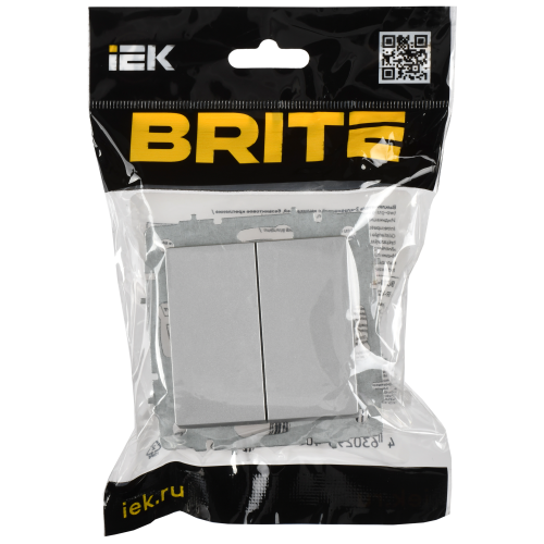 BRITE Выключатель 2-клавишный 10А безвинтовое крепление ВС11-2-0-БрА алюминий IEK BRITE Выключатель 2-клавишный 10А безвинтовое крепление ВС11-2-0-БрА алюминий IEK